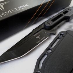Couteau Fixe Takumitak Heat Lame Acier 3Cr13 Manche FRN Noir &Eacute;tui Rigide TKF301