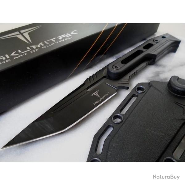 Couteau Fixe Takumitak Heat Lame Acier 3Cr13 Manche FRN Noir �tui Rigide TKF301