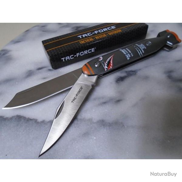 Couteau Pliant Tac-Force Bomb Lame Acier Inox Manche Aluminium Gris Slip Joint TF1039DBGY