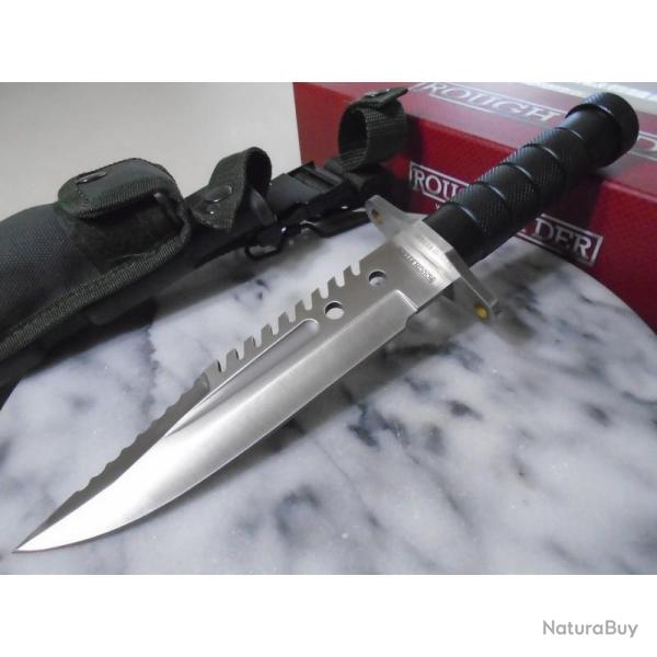 Couteau Fixe Rough Ryder Ultimate Survival Lame Acier D2 Manche Aluminium Vert �tui Rigide RR2585