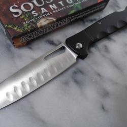 Couteau Pliant Rough Ryder Sous Chef Santoku Lame Acier VG-10 Manche Aluminium Noir Lockback RR2539
