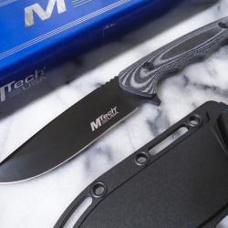 Couteau Fixe MTech Hunter Lame Acier 3Cr13MoV Manche Micarta Noir &Eacute;tui ABS MTFIX006BK