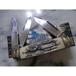 Couteau Pliant Marbles Cattleman Lame Acier Inox Manche Os Fa&ccedil;on Bois de Cerf Noir Slip Joint MR473
