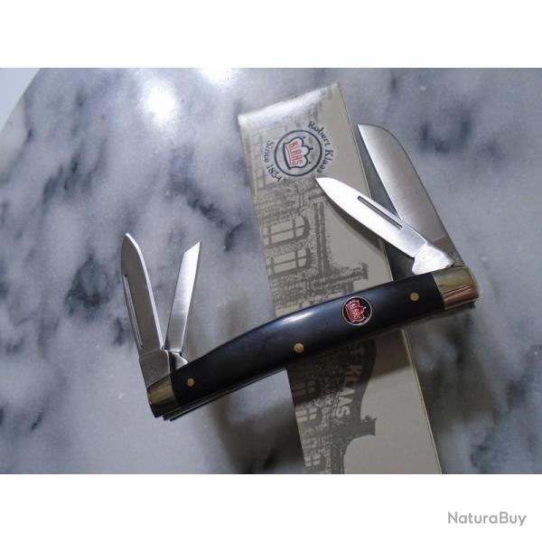 Couteau Pliant Robert Klaas Congress Lame Acier Inox Manche Delrin Noir Slip Joint KC2426