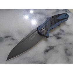 Couteau Pliant Kershaw Natrix Lame Acier 8Cr13MoV Manche G10 Bleu et Carbone Sub-Framelock KS7007CFX