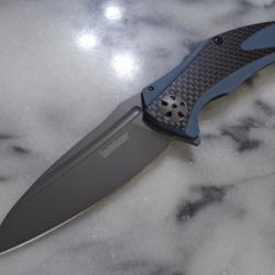 Couteau Pliant Kershaw Natrix Lame Acier 8Cr13MoV Manche G10 Bleu et Carbone Sub-Framelock KS7007CFX