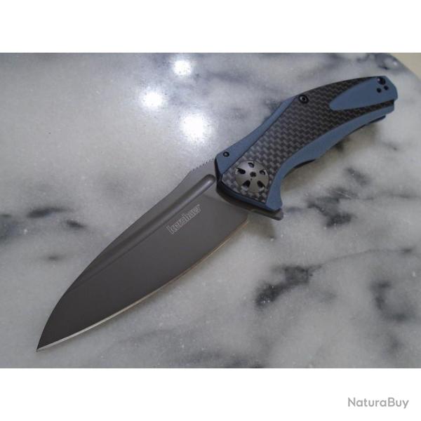 Couteau Pliant Kershaw Natrix Lame Acier 8Cr13MoV Manche G10 Bleu et Carbone Sub-Framelock KS7007CFX