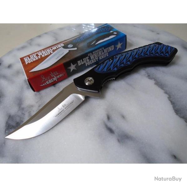 Couteau Pliant Hibben Whirlwind Lame Acier 7Cr17MoV Manche Aluminium et G10 Noir et Bleu GH5125