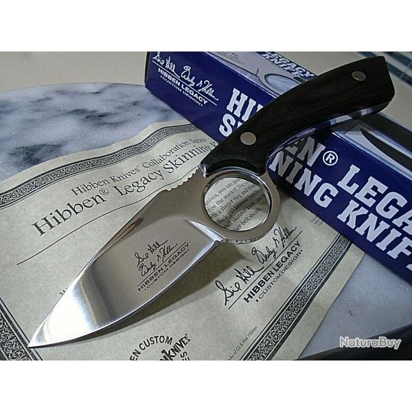 Couteau Fixe Hibben Legacy Skinner Lame Acier 5Cr15MoV Manche Pakkawood Noir �tui Cuir GH5105