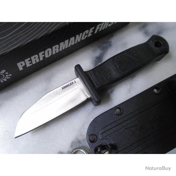 Couteau Fixe Demko Armiger 2 Shark Foot Lame Acier 4034 Manche TPR Noir �tui Kydex Ta�wan DEM09649