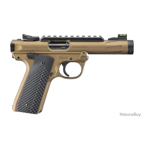 Pistolet Ruger MARK IV 22/45 cal. 22LR 4.40" 10 coups bronze 1/2''-28 FIL (2C)