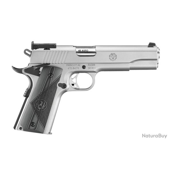 Pistolet Ruger SR1911 .45AUTO TARGET 5" 8+1 coups STAINLESS STEEL VISEE REGLABLE BOMAR