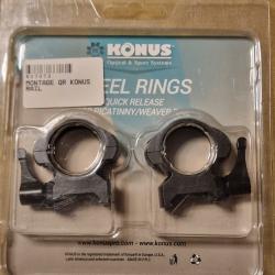 Colliers acier Medium KONUS 25,4mm &agrave; levier pour rail Picatinny/Weaver HILMAR SUPER DESTOCK !!!