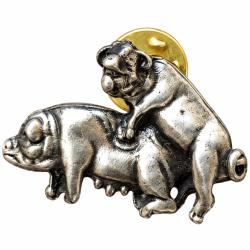 Insigne en m&eacute;tal - pin's-Les Cochons Coquins -30x25 mm - animaux de la ferme