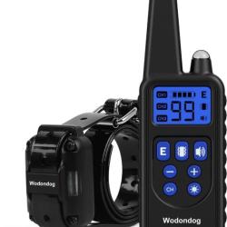 Collier de Dressage Chiens Port&eacute;e 1000m Vibration Son Choc Statique LED Etanche IPX6 T&eacute;l&eacute;commande
