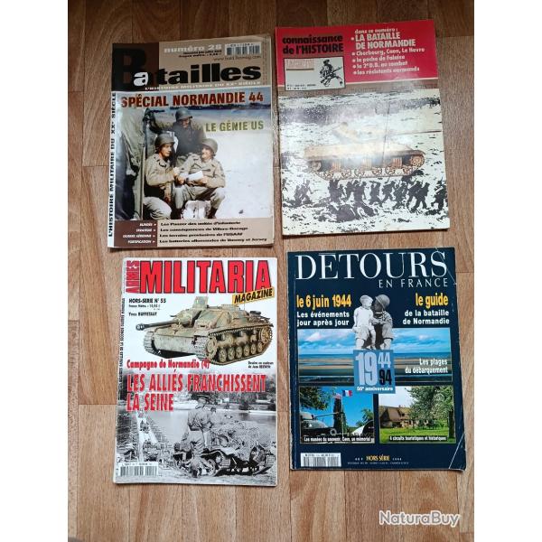 REVUE SPECIAL D-DAY NORMANDIE BATAILLE DEBARQUEMENT  VISITE LOT DE 4 REVUES MILITARIA