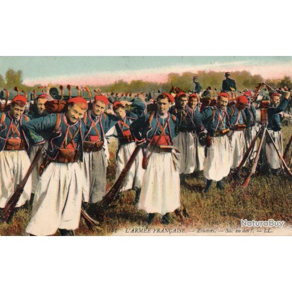 Carte postale ancienne L'Arm�e Fran�aise Zouaves Sac au dos -N�8399