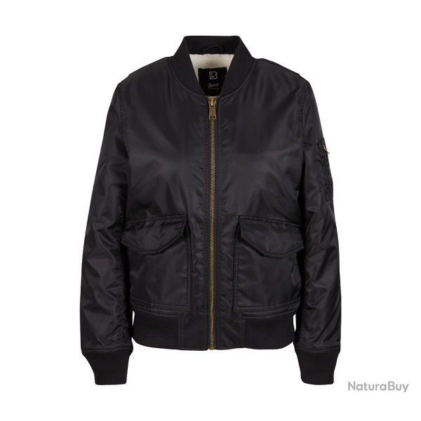 Blouson Brandit Sherpa coupe femme en nylon doublure peluche - Noir / S