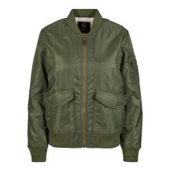 Blouson Brandit Sherpa coupe femme en nylon doublure peluche - Vert olive / 2XL