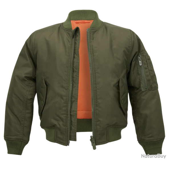 Blouson enfant Brandit MA1 r�versible nylon d�perlant poche - Vert olive / 170/176 cm