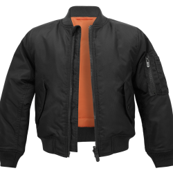 Blouson enfant Brandit MA1 r&eacute;versible nylon d&eacute;perlant poche - Noir / 158/164 cm