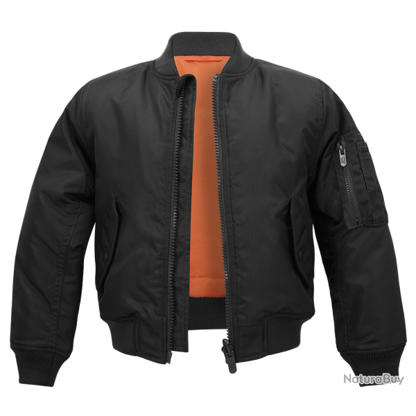 Blouson enfant Brandit MA1 r�versible nylon d�perlant poche - Noir / 158/164 cm