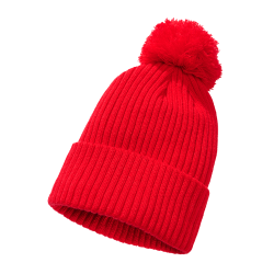 Bonnet &agrave; pompon Brandit Bobble Hat en maille polyacrylique - Rouge