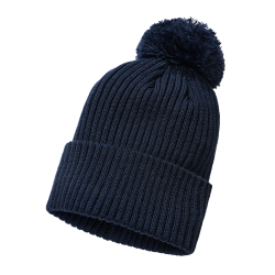 Bonnet &agrave; pompon Brandit Bobble Hat en maille polyacrylique - Bleu Marine