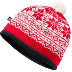Bonnet &agrave; pompon Brandit Snow Cap en maille polyacrylique - Rouge