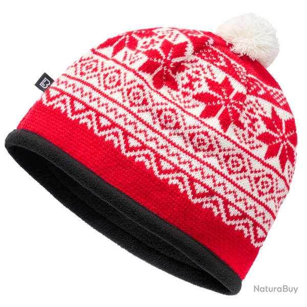 Bonnet � pompon Brandit Snow Cap en maille polyacrylique - Rouge