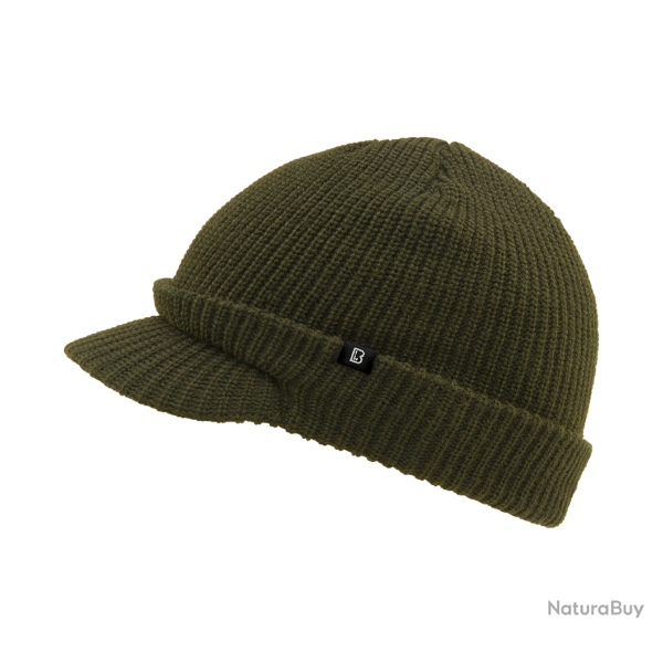 Bonnet � visi�re Brandit Shield en maille �paisse - Vert olive