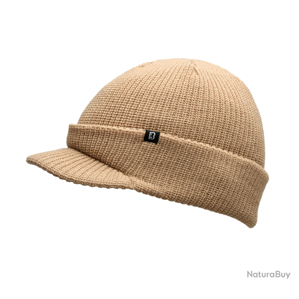 Bonnet � visi�re Brandit Shield en maille �paisse - Beige