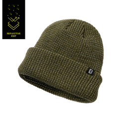 Bonnet Brandit Reflection en maille &agrave; fil r&eacute;fl&eacute;chissant - Vert olive