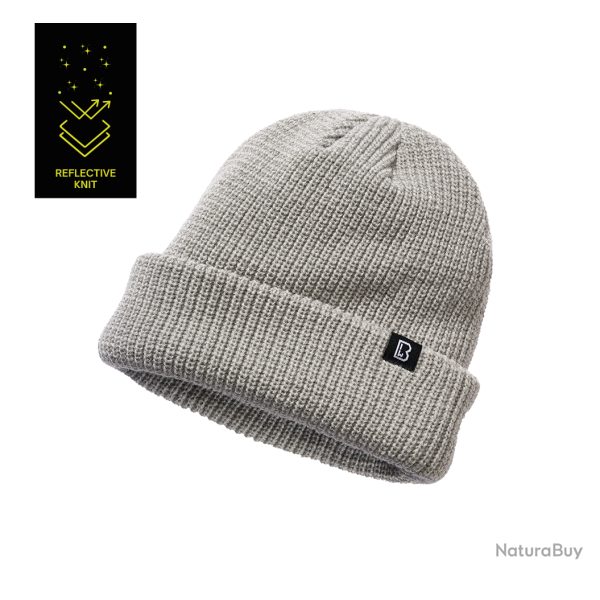 Bonnet Brandit Reflection en maille � fil r�fl�chissant - Gris chin�