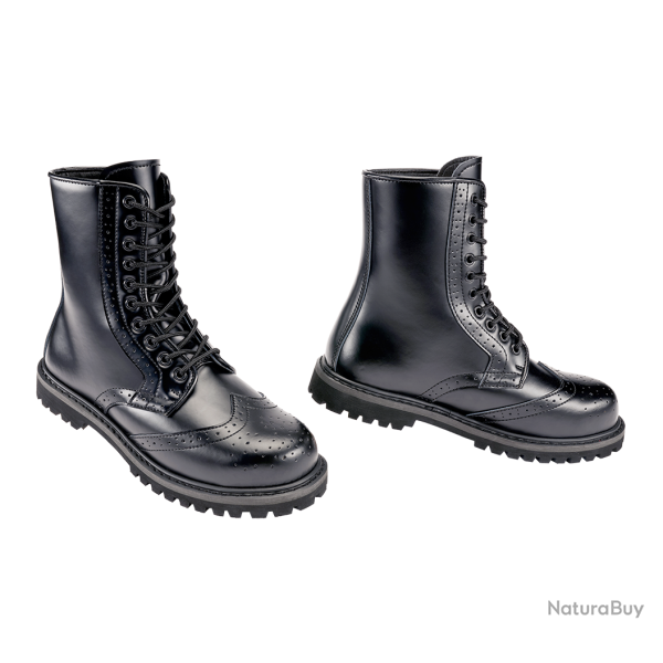 Bottes Brandit Budapester Phantom 10 oeillets cuir perfor� - Noir / 45 EU / 11 US
