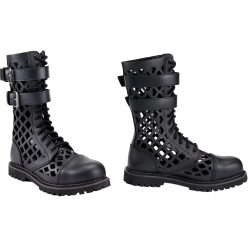 Bottes Brandit Grid Phantom cuir 14 oeillets tige ajour&eacute;e - Noir / 45 EU / 11 US