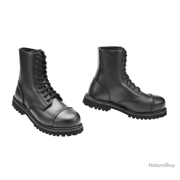 Bottes Brandit Phantom 10 oeillets cuir tige mi-haute - Noir / 45 EU / 11 US