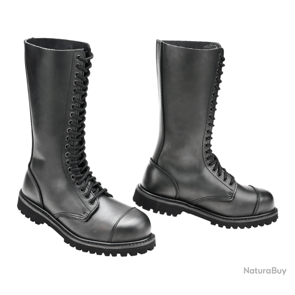 Bottes Brandit Phantom 20 oeillets cuir tige tr�s - Noir / 40 EU / 6 US