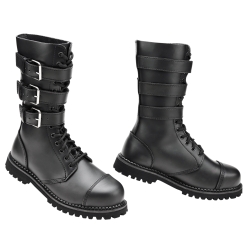 Bottes Brandit Phantom Buckle cuir trois boucles tige montante - Noir / 40 EU / 6 US