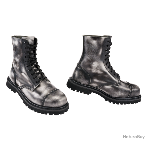 Bottes Brandit Rub Off Phantom 10 oeillets cuir patin� - Noir / Gris / 6