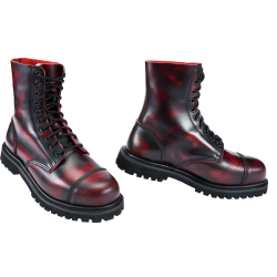 Bottes Brandit Rub Off Phantom 10 oeillets cuir patin&eacute; - Bordeaux / Rouge / 13
