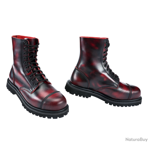 Bottes Brandit Rub Off Phantom 10 oeillets cuir patin� - Bordeaux / Rouge / 13