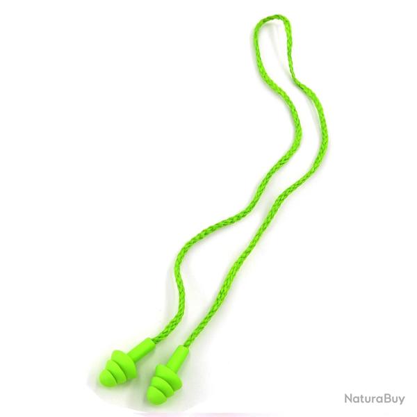 Bouchons d'oreilles r�utilisables OPEX avec cordon de 60 cm - Vert