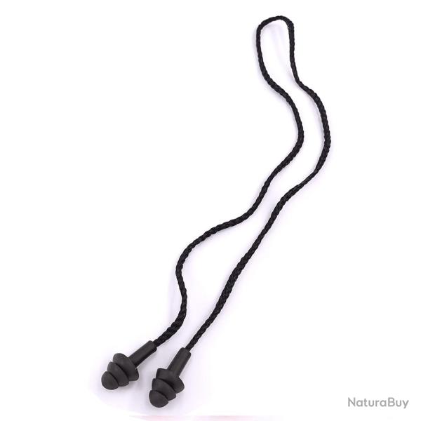 Bouchons d'oreilles r�utilisables OPEX avec cordon de 60 cm - Noir