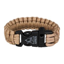 Bracelet en paracorde nylon tress&eacute;e Ares 22 mm de large - Coyote / S