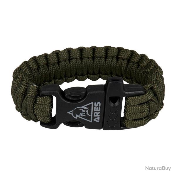 Bracelet en paracorde nylon tress�e Ares 22 mm de large - Kaki / L