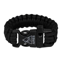 Bracelet en paracorde nylon tress&eacute;e Ares 22 mm de large - Noir / M