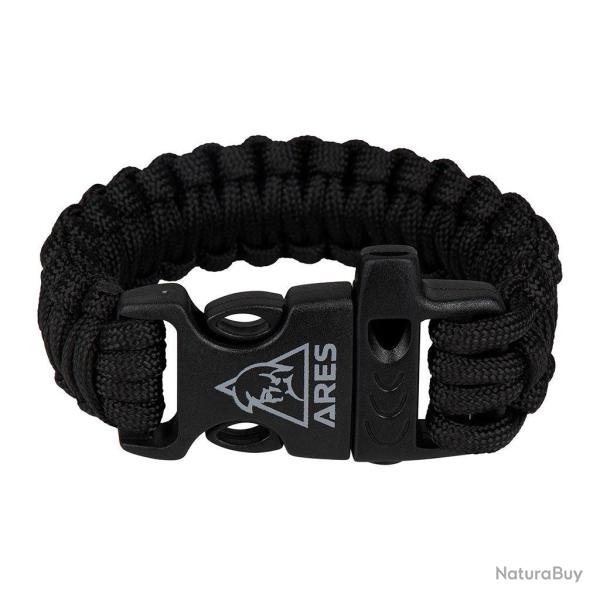 Bracelet en paracorde nylon tress�e Ares 22 mm de large - Noir / M