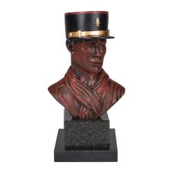 Buste de l&eacute;gionnaire Ares k&eacute;pi noir r&eacute;sine imitation bois - Noir