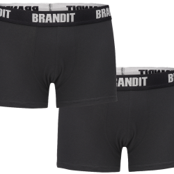 Cale&ccedil;on Brandit Boxer Logo en coton extensible &agrave; large, lot de 2 - Noir / S